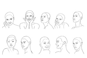 10 Woman Face Stamps Procreate