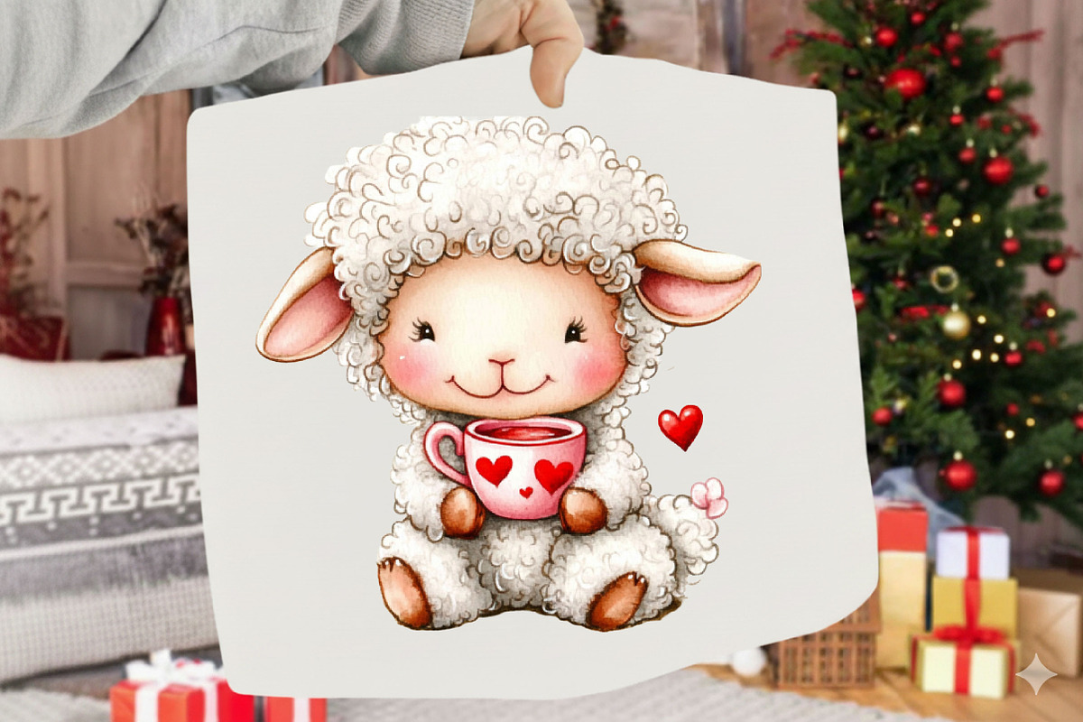 Whimsical Valentine Sheep Clipart, a Seasonal Illustration by SVGArt (Photo 5 of 5)