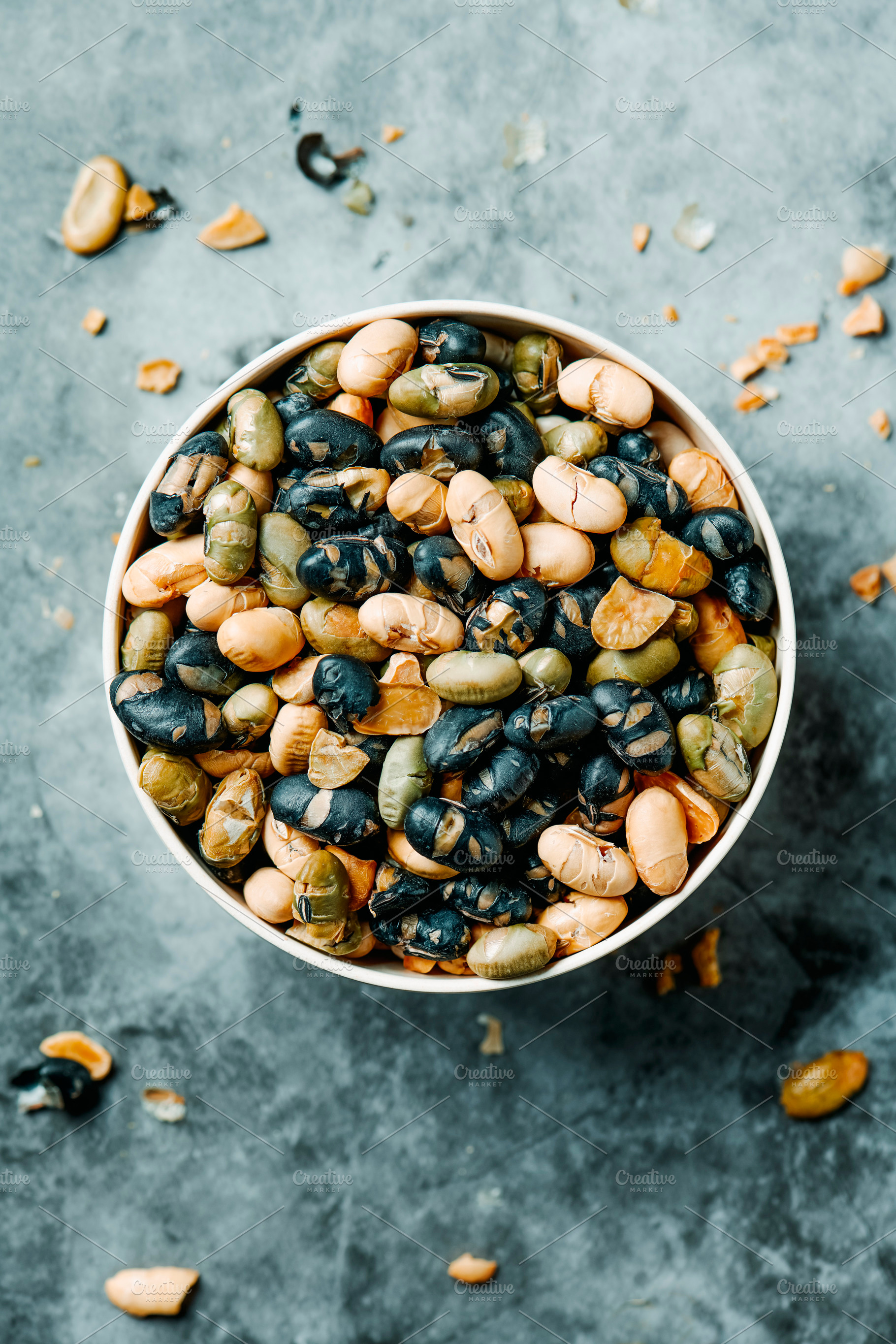 assorted roasted soya beans in a bowl, a Photo by Nito