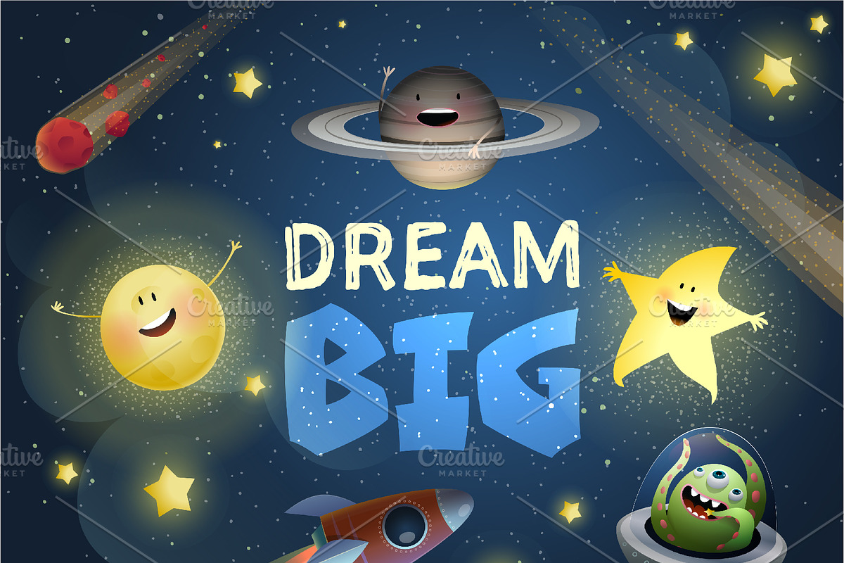 Kids in Space Backgrounds Collection, an Animal Illustration by Popmarleo Shop (Photo 3 of 3)