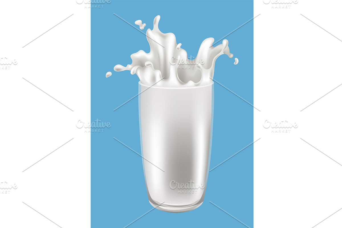 Realistic milk splash in a glass, a Food Illustration by the8monkey