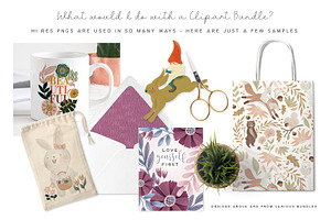 MIDNIGHT BLOOMS CLIPART BUNDLE DH