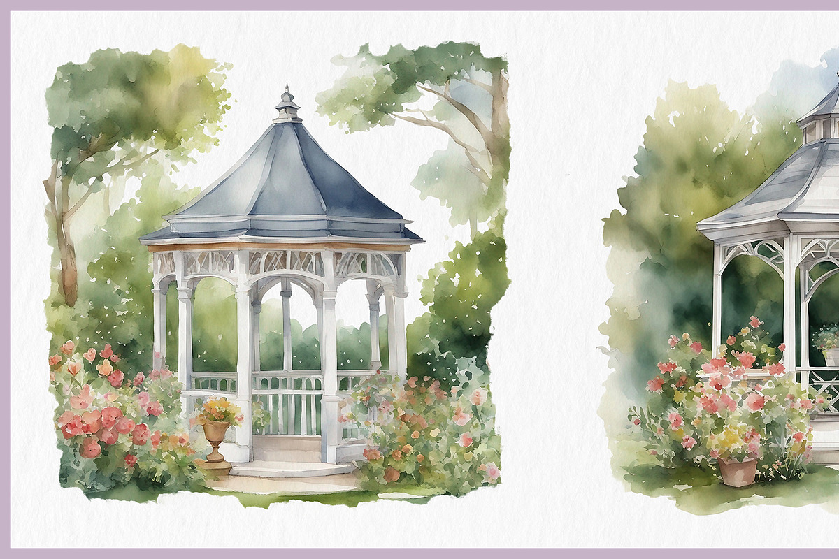 Garden Gazebo PNG Clipart Bundle, a Decorative Illustration by Digital Dreamscaping (Photo 9 of 10)