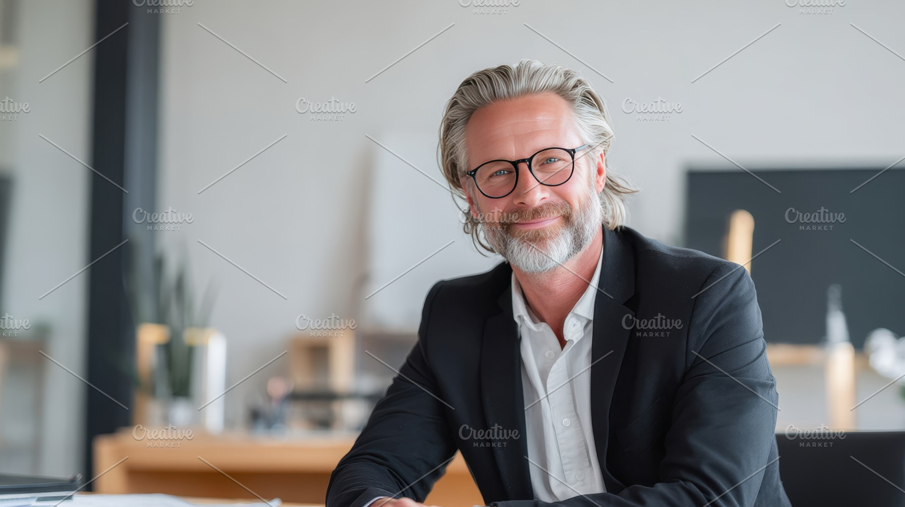 Professional man smiling in office, a Photo by Beautiful things