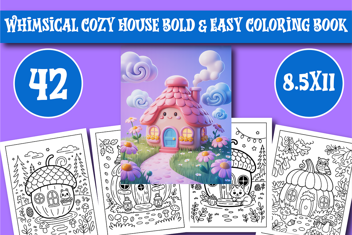 Whimsical Cozy House Coloring Book, a Seasonal Illustration by Design Zone (Photo 1 of 5)