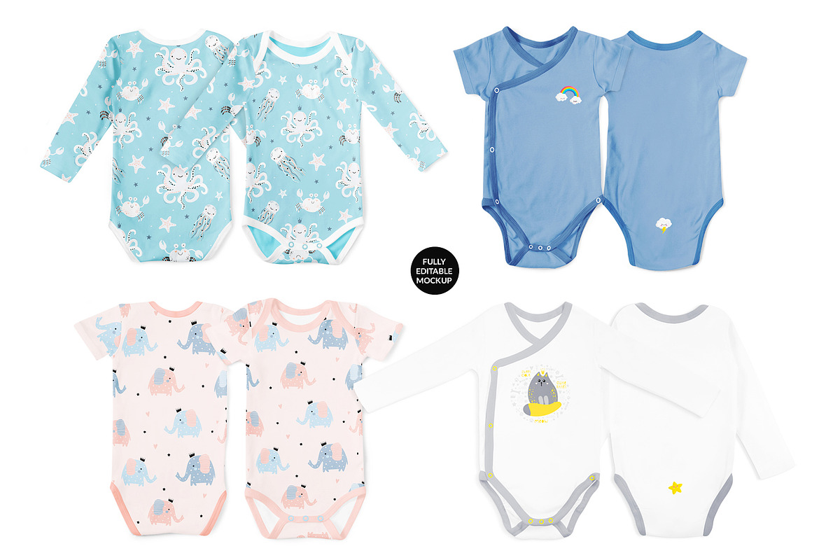 20x Baby Onesies BUNDLE Mock-up Sets, a Books & Magazine Mockup by BlackMocca (Photo 8 of 28)