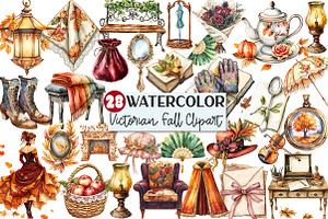 18th Century Victorian Fall Clipart, an Illustration by Rose Art