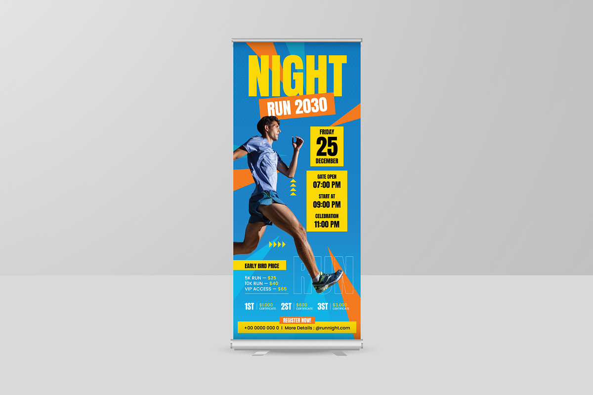 Night Run Roll Up Banner, a Poster Template by Annora Studio (Photo 6 of 6)