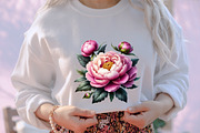 Watercolor Pink Peonies Clipart PNG, an Illustration by designcity5 (Thumbnail 5 of 5)