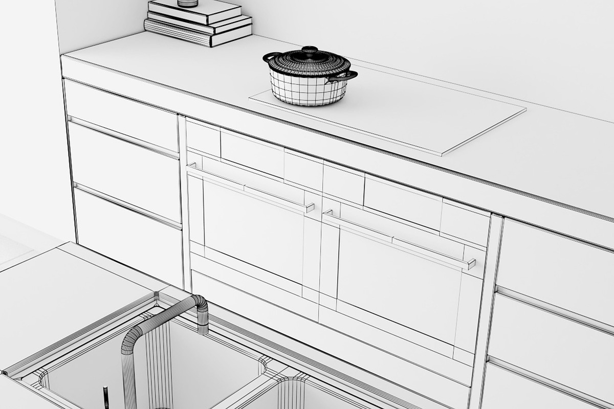 Kitchen C - High End Apartment, an Architecture 3D Model by 3DCargo (Photo 8 of 12)
