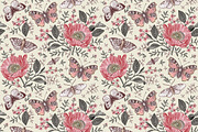 Seamless Butterflies Poppy Poppies, a Pattern Graphic by Vintage (Thumbnail 4 of 13)