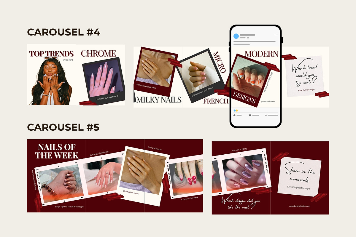 Nail Tech Instagram Carousels, a Social Media Template by Anna Design Studio (Photo 5 of 10)