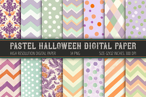 Pastel Halloween Digital Paper, a Pattern Graphic by Libby Wishes