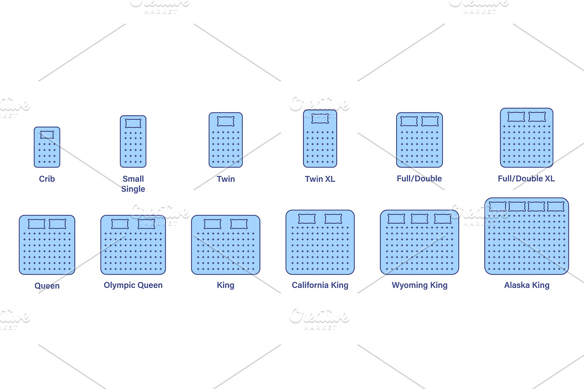 Mattress Sizes for Bedroom, an Object Illustration by Vector Creator