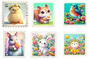Spring Animal Postage Stamp Clipart, an Illustration by Designking (Thumbnail 4 of 5)
