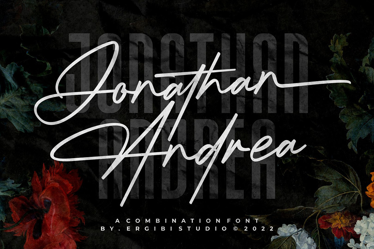 Jonathan Andrea - Font Combination, a Script Font by ErgibiStudio (Photo 1 of 12)