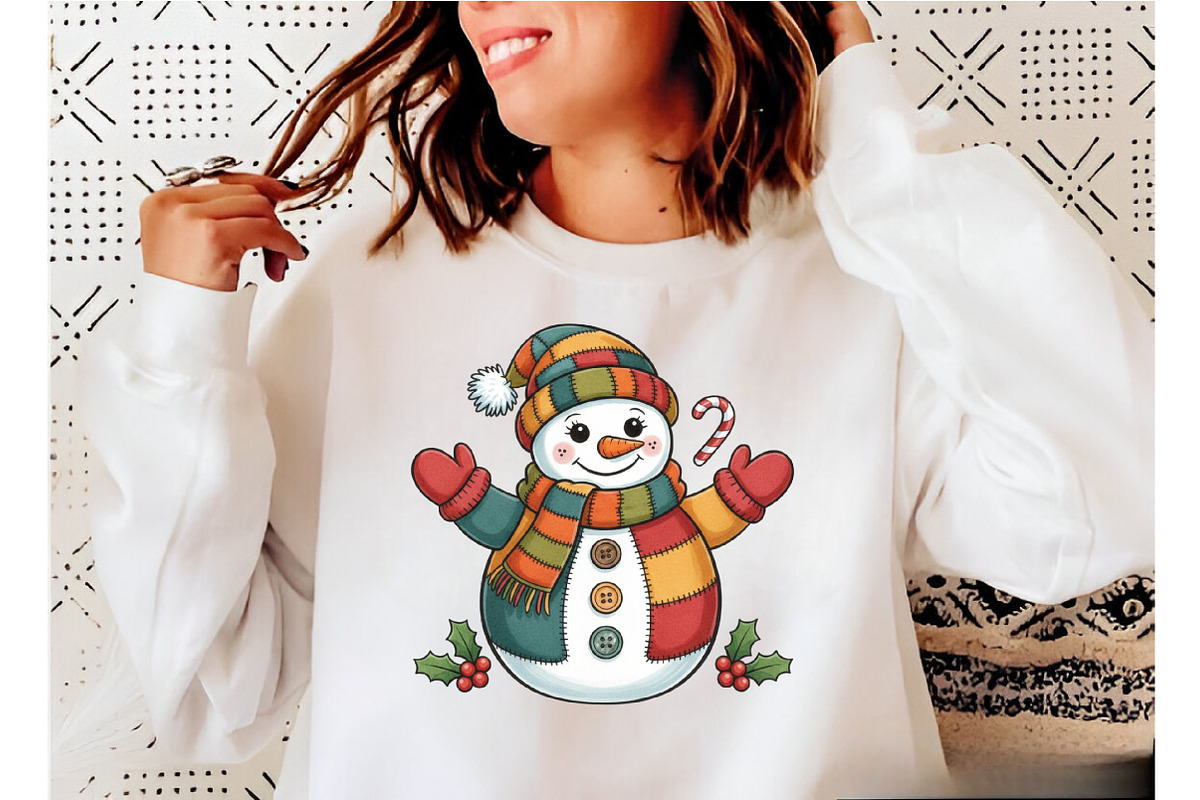 Patchwork Snowman Png, Merry Christm, an Illustration by Designking (Photo 6 of 6)