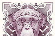 Engraving head of the monkey, an Animal Illustration by Krolone (Thumbnail 2 of 2)