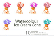 Watercolor Ice Cream, an Object Graphic by Jennifer Lee Jones (Thumbnail 1 of 5)