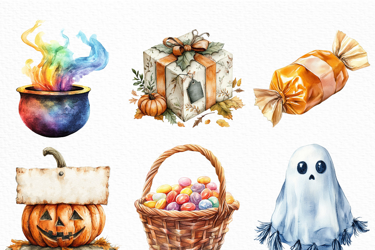Boho Halloween Trick or Treat Clipar, an Illustration by Craft Nest (Photo 5 of 6)