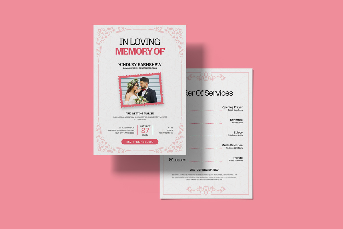 Classic Minimal Funeral Program, an Invitation Template by Creatiya Type (Photo 4 of 6)