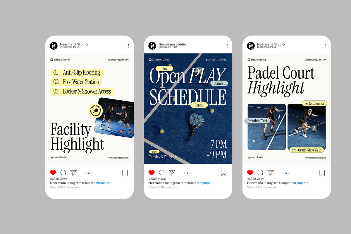 Padel Court Instagram Post, a Social Media Template by Neermana (Photo 3 of 4)