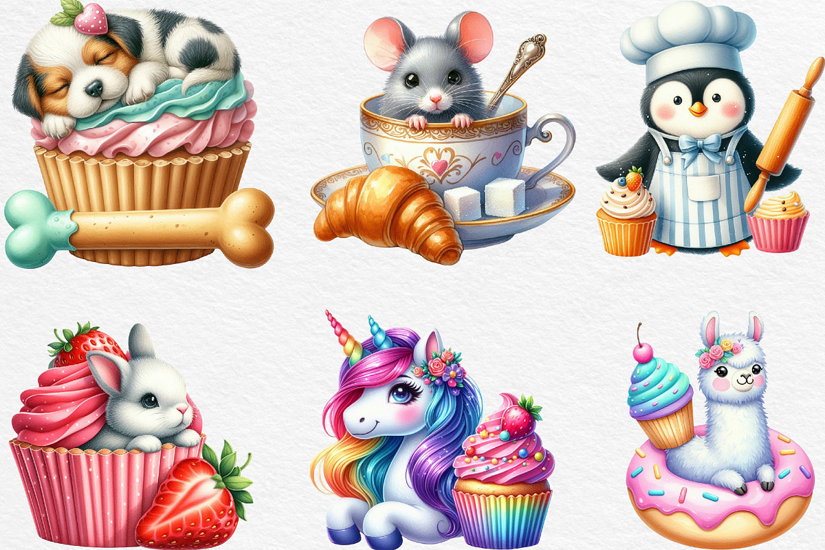 Watercolor Sweets Cute Bakery Animal, an Illustration by Black Bird Studio (Photo 2 of 4)