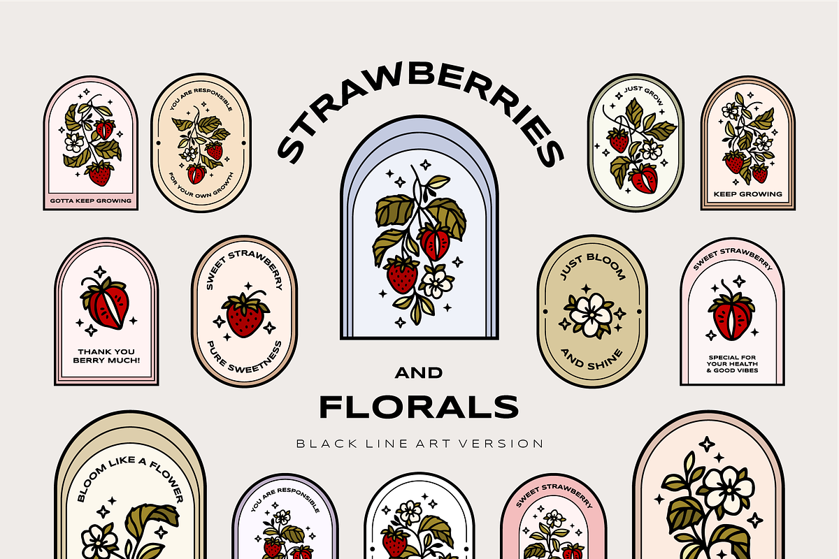 Vintage Strawberry & Floral Logo, an Object Graphic by Artflorara (Photo 6 of 13)