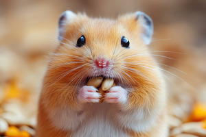 Adorable Hamster Eating Seeds Tiny P, an Animal Photo by Pixeness Studio