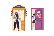 People enter and exit from doors set, a Person Illustration by PaperTrident (Thumbnail 2 of 8)