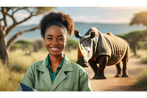 A smiling wildlife researcher in a, an Animal Photo by Igor Tichonow