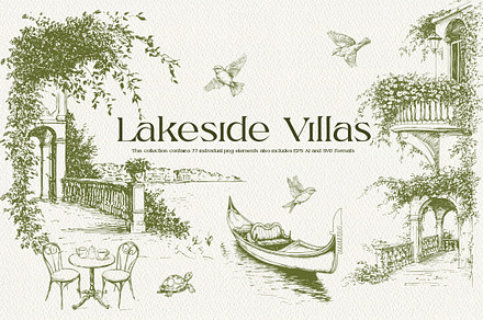 Lakeside Villas – A Timeless Italian, a Decorative Illustration by Eyeinspire