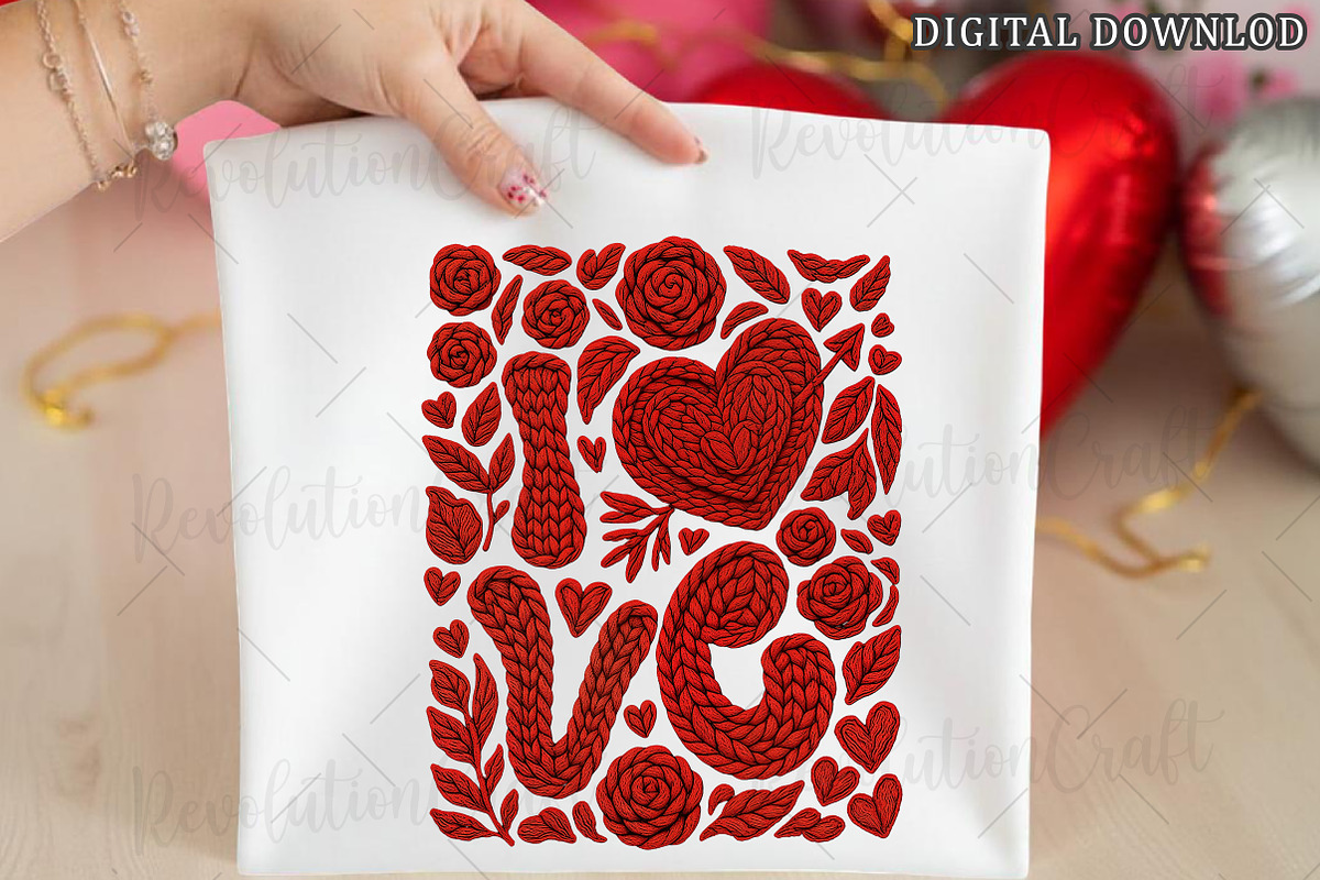 Crochet Valentines Love Floral Png, an Illustration by OK Design (Photo 1 of 6)