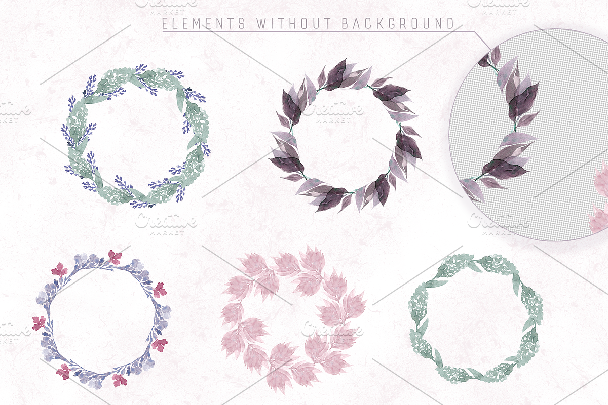 Watercolor plants & herbal elements., a Decorative Illustration by Re_Margarita_Art (Photo 7 of 12)