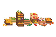 Fruit & vegetables boxes set, banner, a Food Illustration by PaperTrident (Thumbnail 11 of 13)
