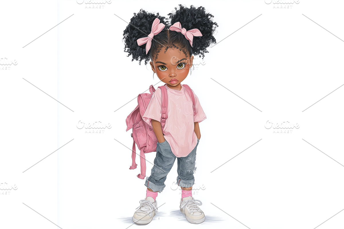 Black Kids Back to School clipart, an Education Illustration by Creative design (Photo 3 of 7)