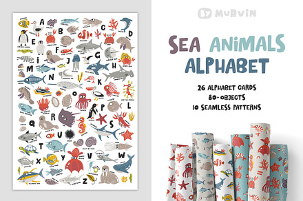 Sea animals alphabet, a Wallpaper Graphic by Murvin