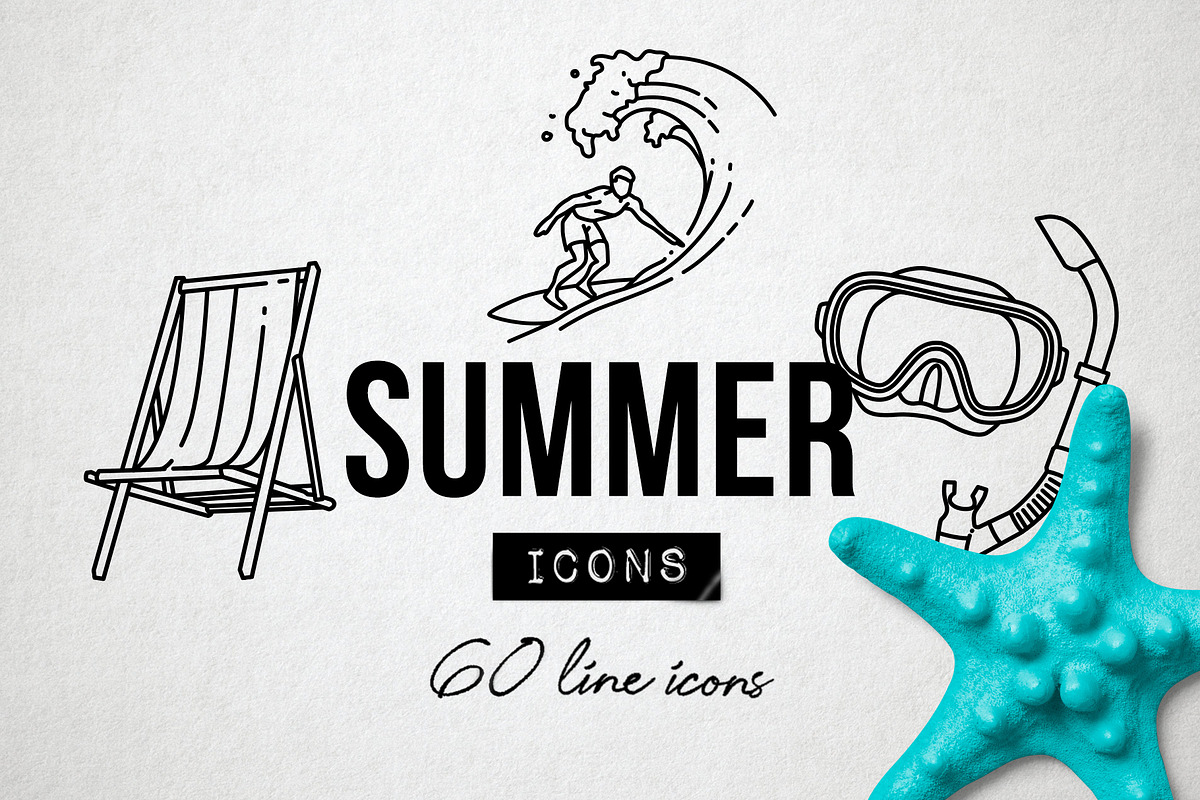 60 Summer Icons, Beach Icons Holiday, an Icon by Hatch Design Workshop (Photo 10 of 10)