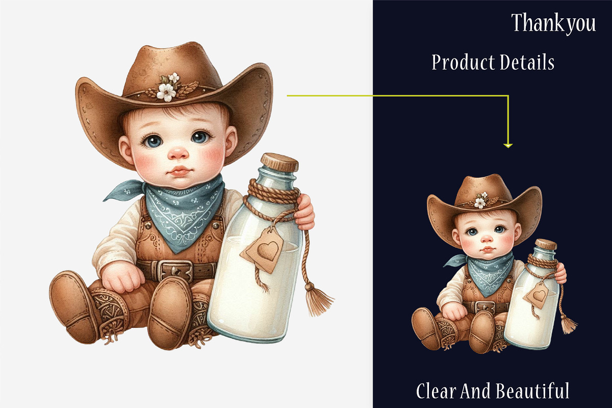 Baby Boy Cowboy Clipart, a Graphic by designcity5 (Photo 4 of 5)