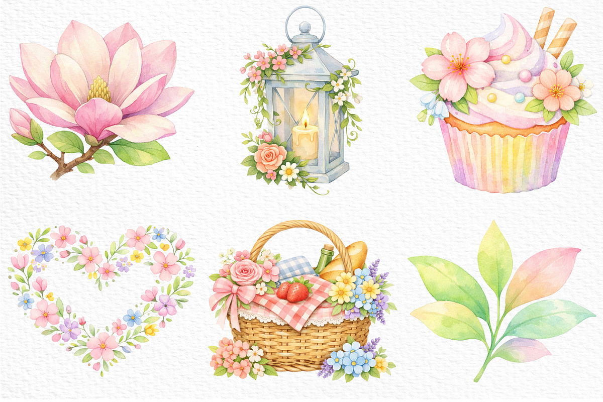Pastel Spring Clipart PNG, an Illustration by Craft Nest (Photo 4 of 6)