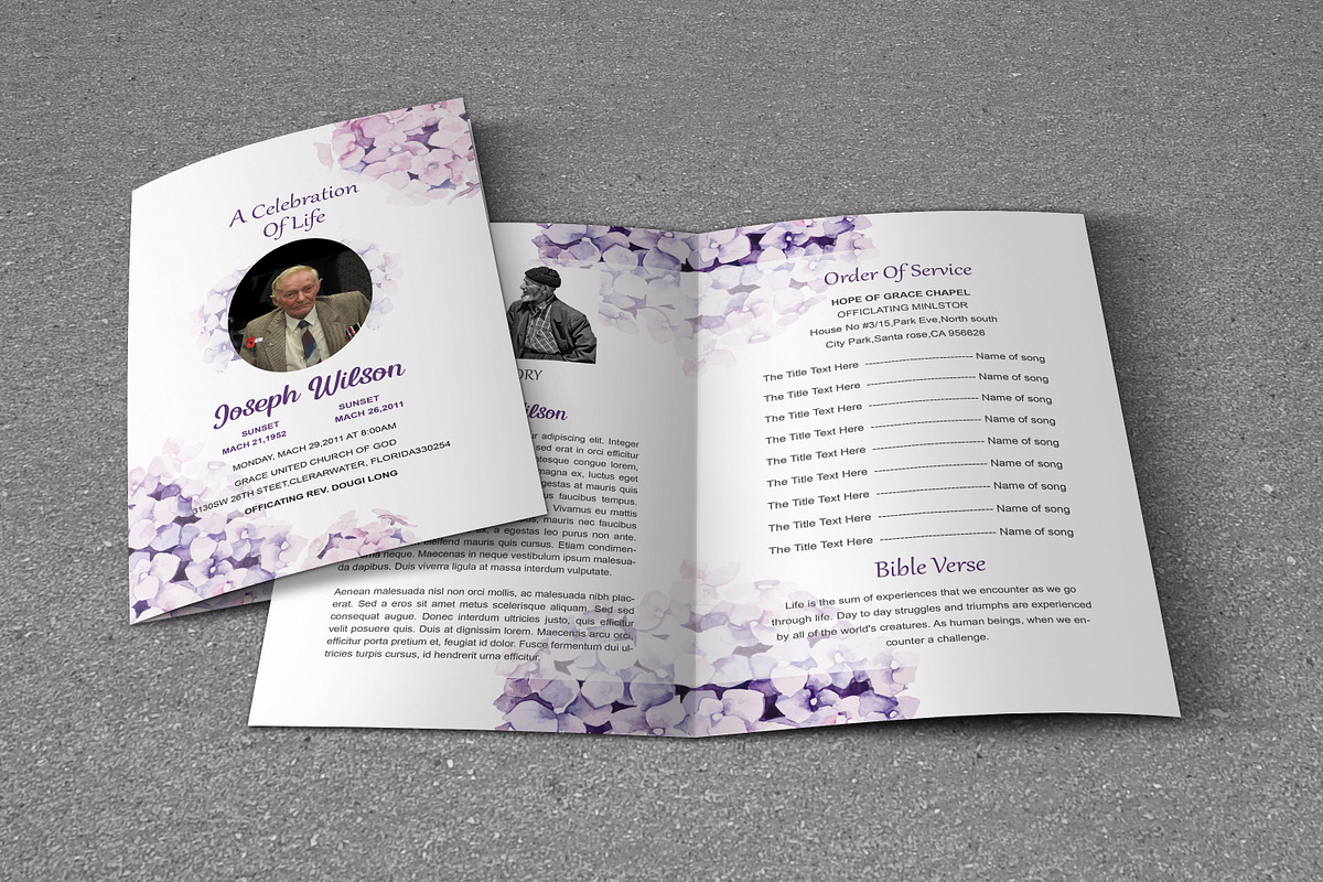 Funeral Program Template Purple, a Brochure Template by Madhabi Studio (Photo 2 of 5)