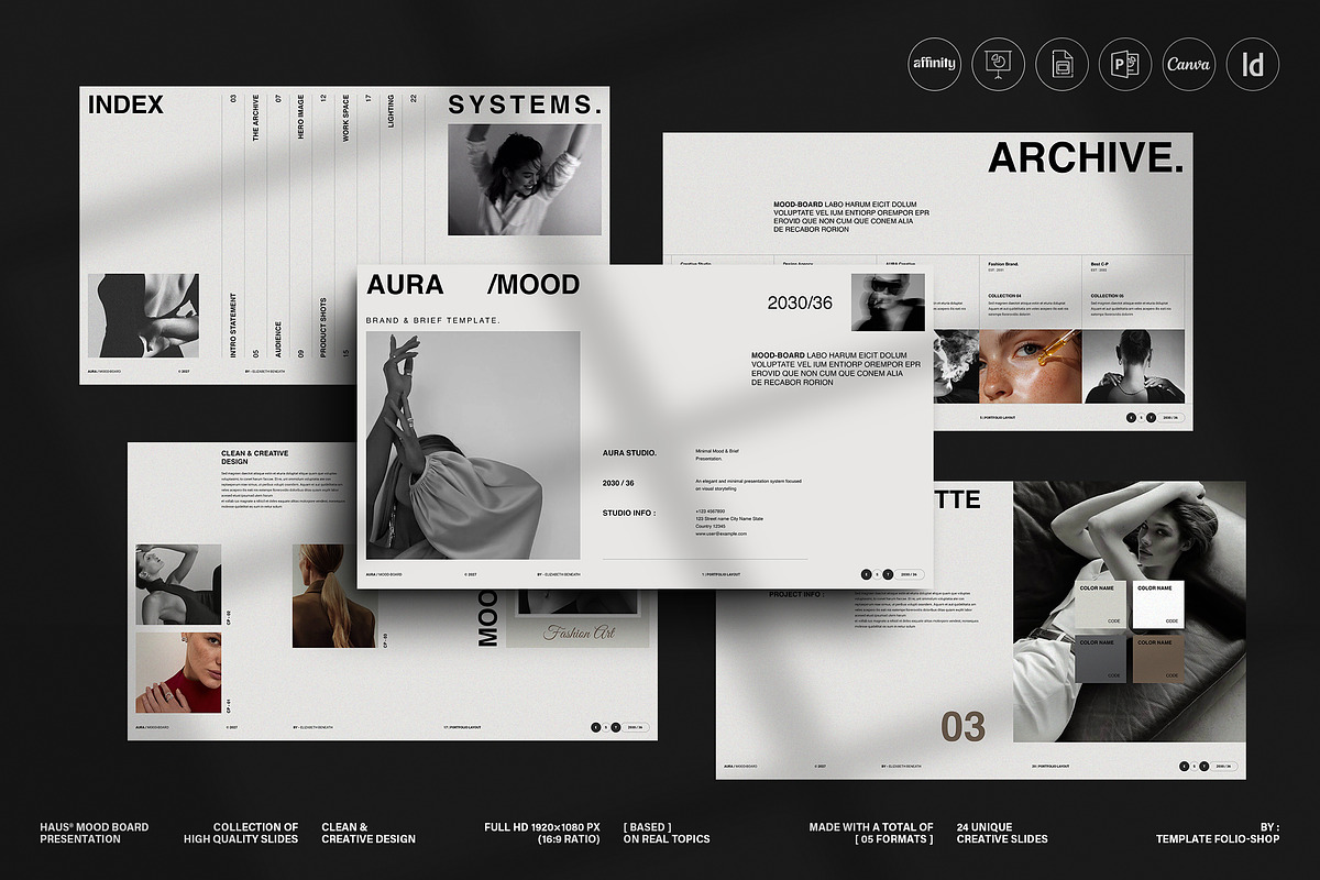 Aura Mood & Brief Template | Canva, a Presentation Template by TemplateFolio-Shop (Photo 1 of 13)