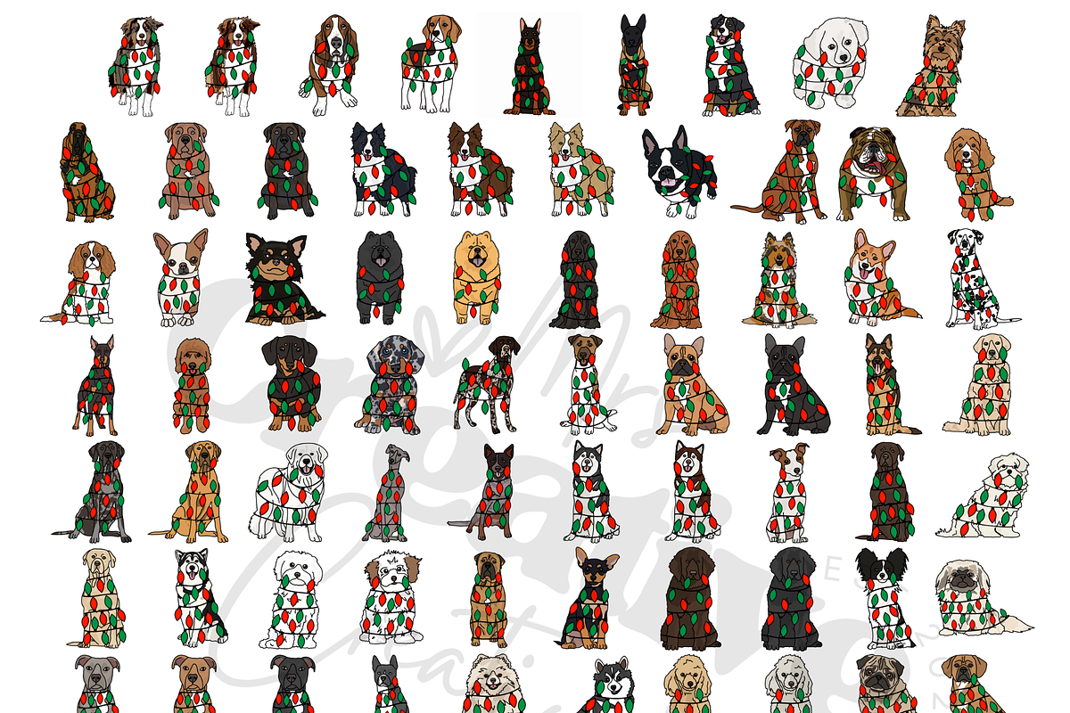 Christmas Dog Bundle Clipart, a Graphic by Mrs. Creative Creations (Photo 1 of 8)
