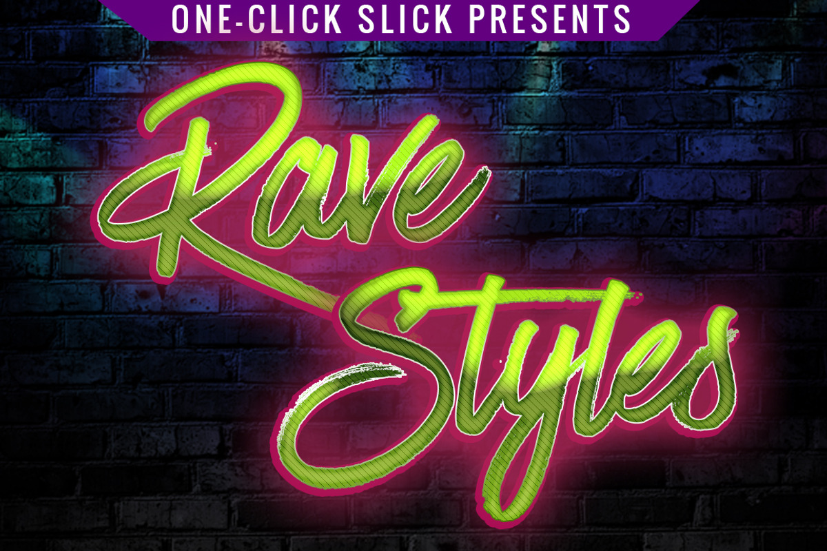 Glossy Rave Styles for Photoshop, a Layer Style Add-On by One-Click Slick (Photo 1 of 5)