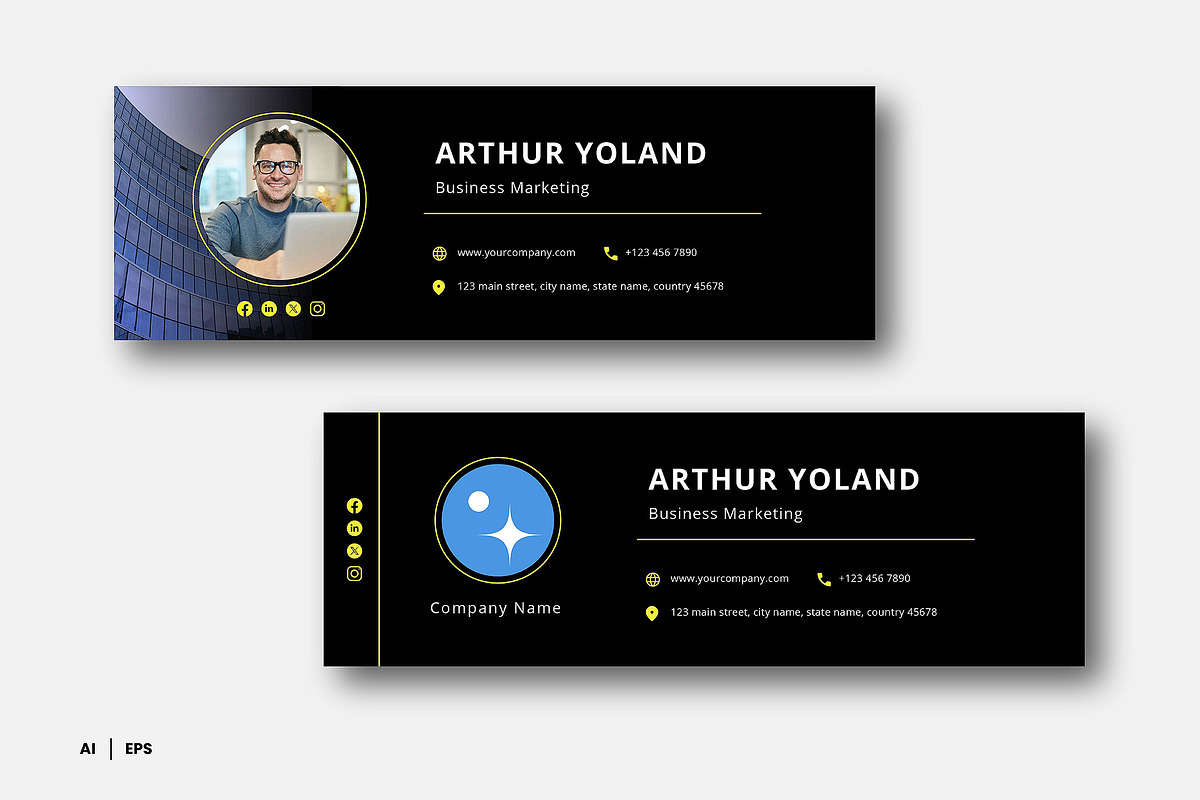 Black Minimalist Email Signature, a Templates & Theme by Siska Arista