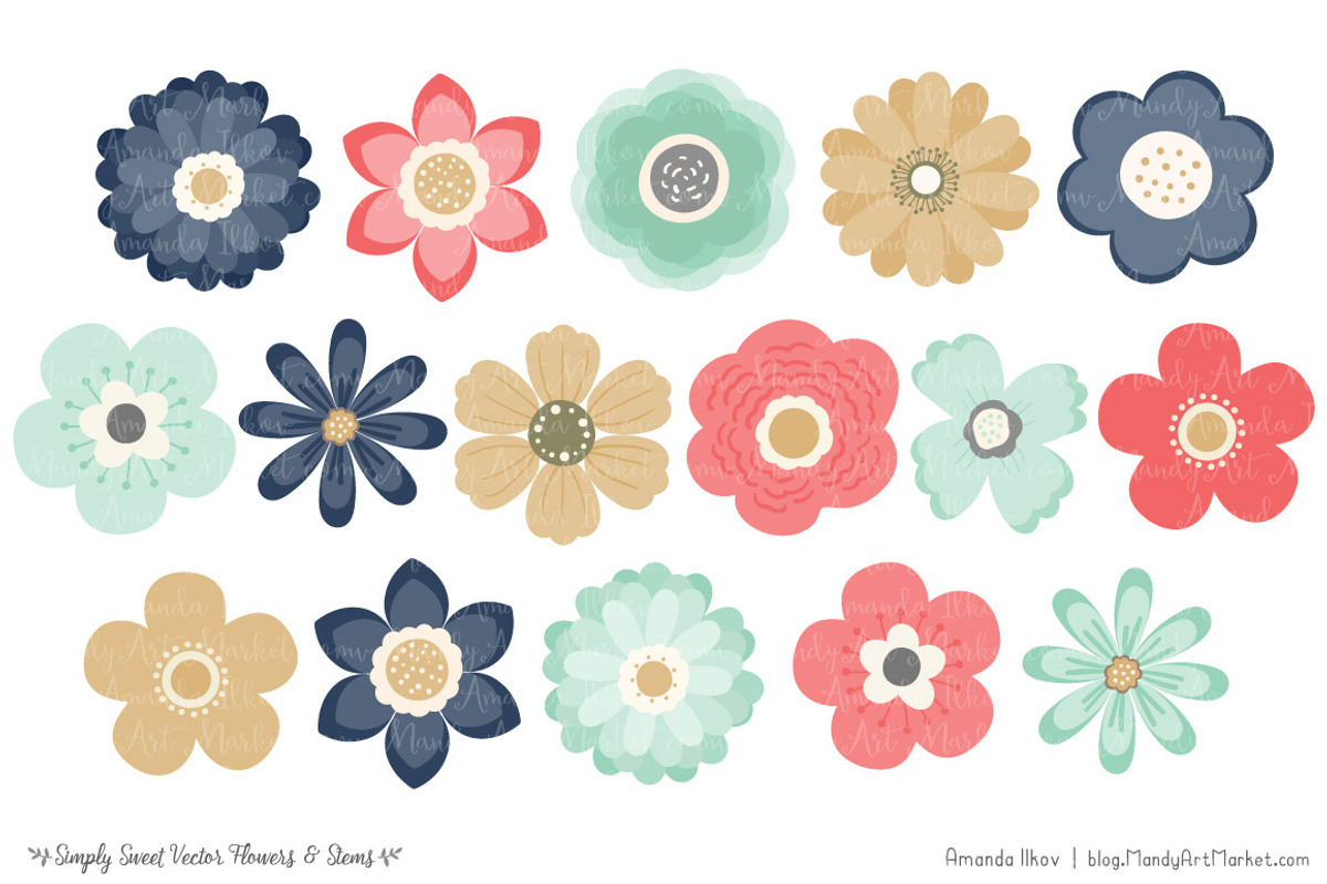 Modern Chic Flowers Clipart, an Illustration by Amanda Ilkov (Photo 3 of 4)