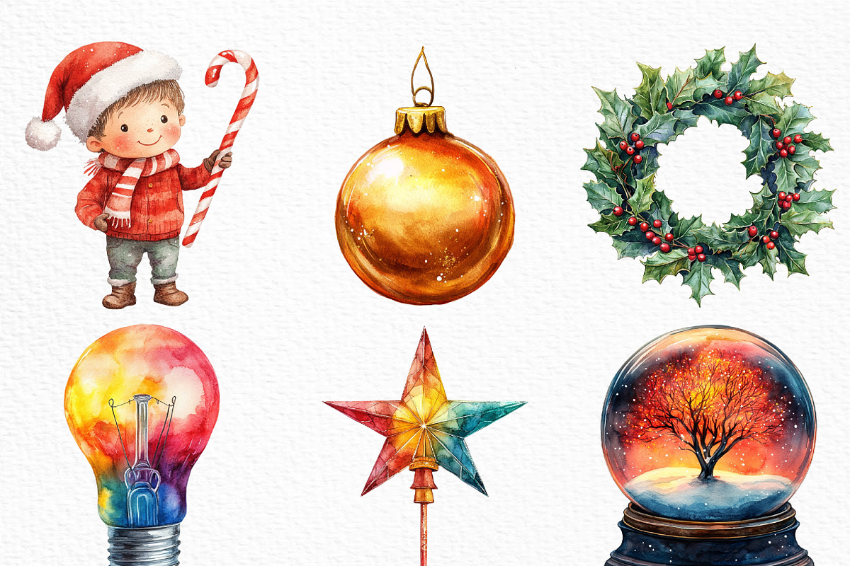 Merry & Bright Christmas Clipart, an Illustration by Craft Nest (Photo 2 of 6)