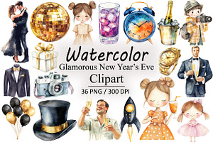 Glamorous New Years Eve PNG Clipart, an Illustration by Design Market