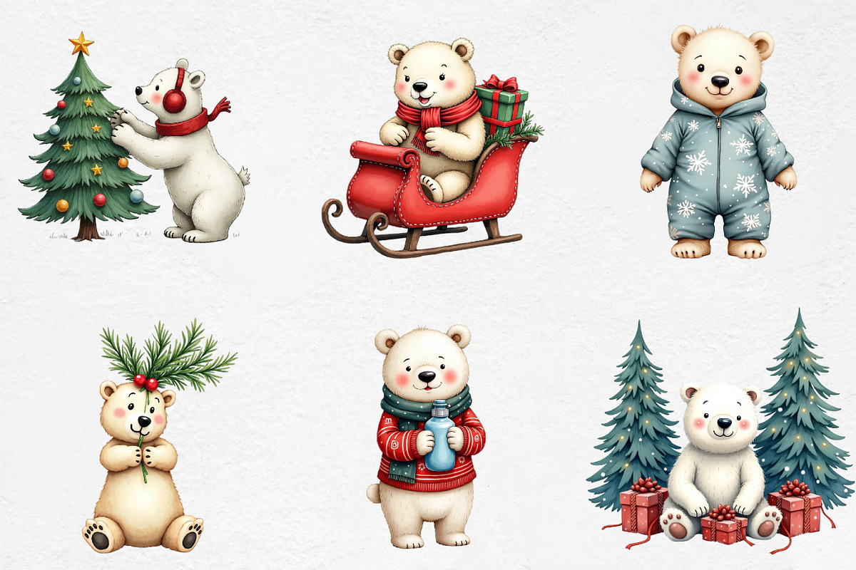 Christmas Polar Bear Sublimation Cli, an Illustration by CrexoraLab (Photo 2 of 5)