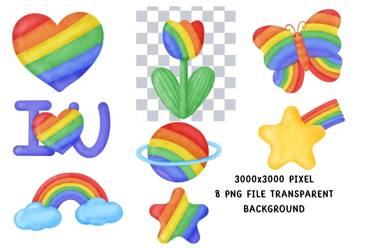 Pride Rainbow Clipart Set, an Object Illustration by Nattapohncha (Photo 2 of 3)